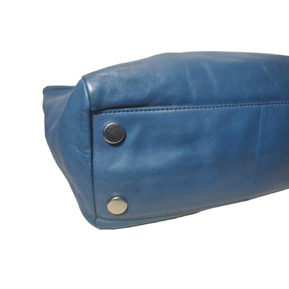 Fossil Large Blue Leather Shoulder Tote Handbag - Picture 7 of 10